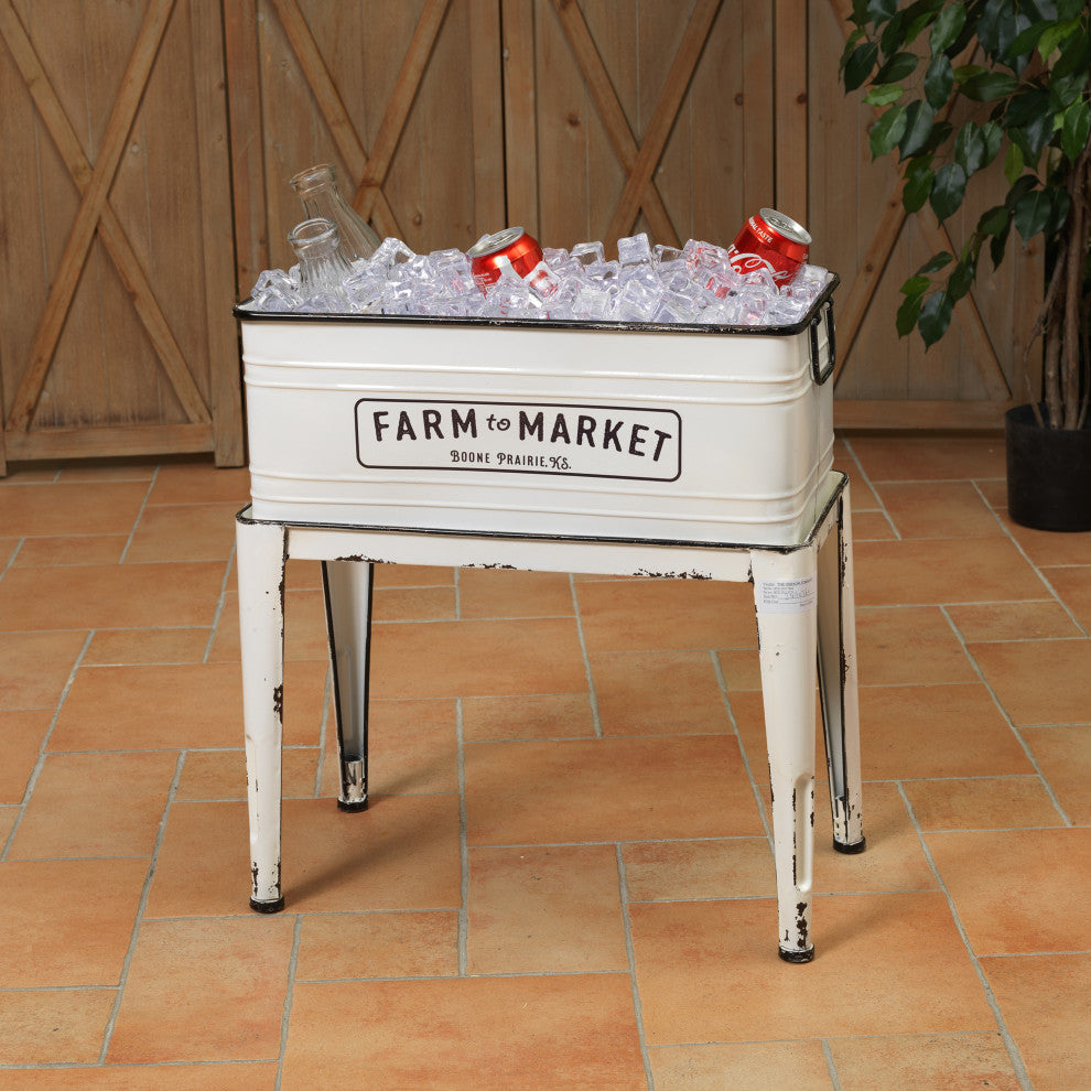 23-Inch High Metal Planter with Stand, White