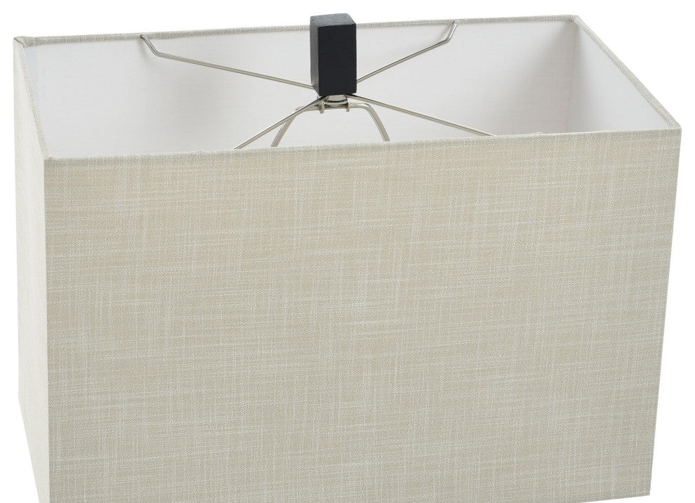 Black Layered Table Lamp Matte Black Finish on Polyresin Body Natural Shade