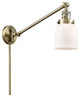 Bell 1-Light Swing Arm Light, 8", Antique Brass, Glass: White Cased
