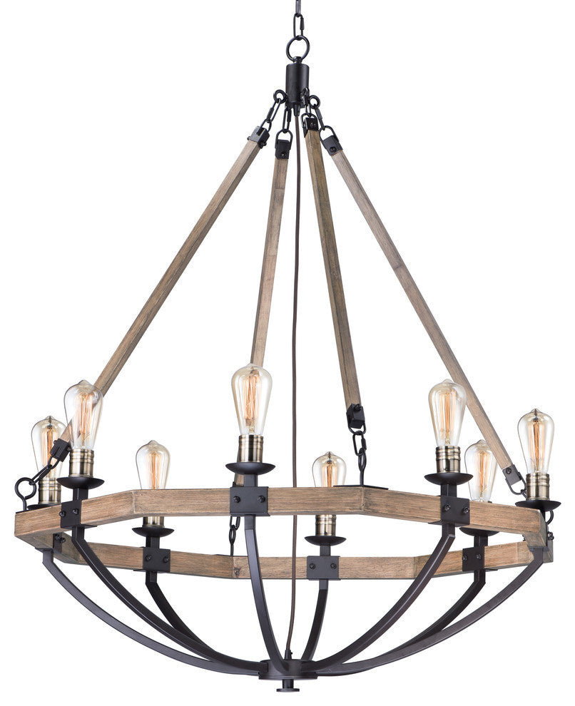 Maxim Lodge Eight Light Chandelier 20338WOBZ