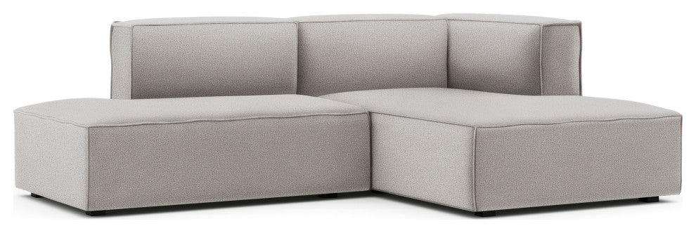 Deep Seat Modular Small Chaise Sectional, 2 Piece, Taupe Boucle, Right