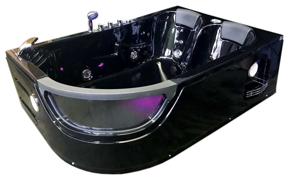 Whirlpool Bathtub Black 72"x48" Hot Tub Double Pump With Heater, Orion