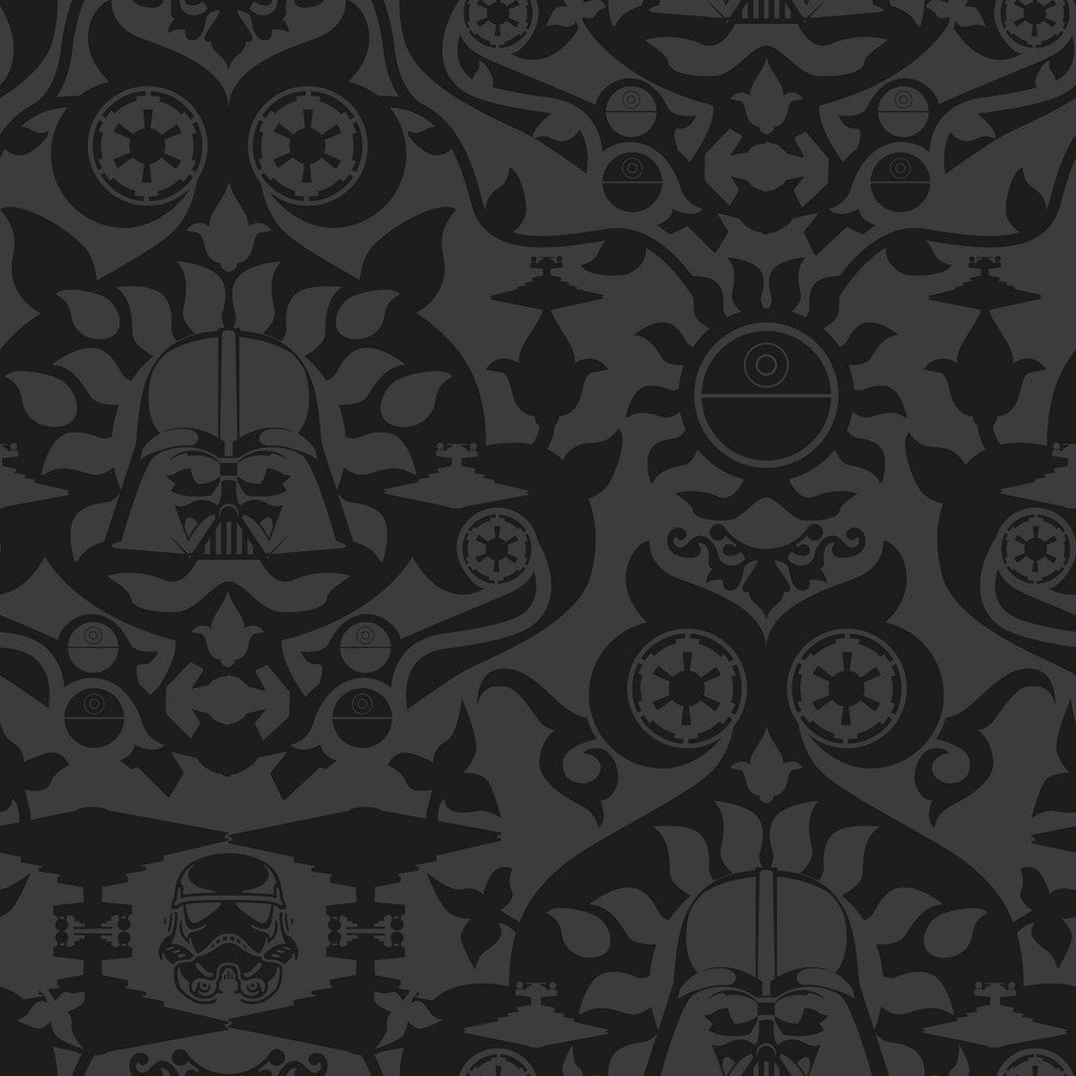 Charcoal Star Wars The Dark Side Damask Peel & Stick Wallpaper