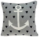Casual Square Grey Nautical Anchor Accent Pillow
