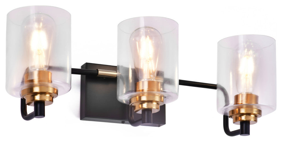 Lazzur Huisne 3 Light 23" Matte Black Wall Sconce