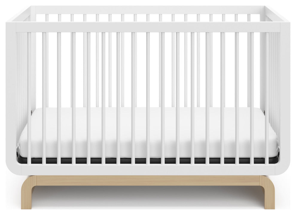 Storkcraft Santorini Deluxe 5-in-1 Convertible Crib, White With Driftwood