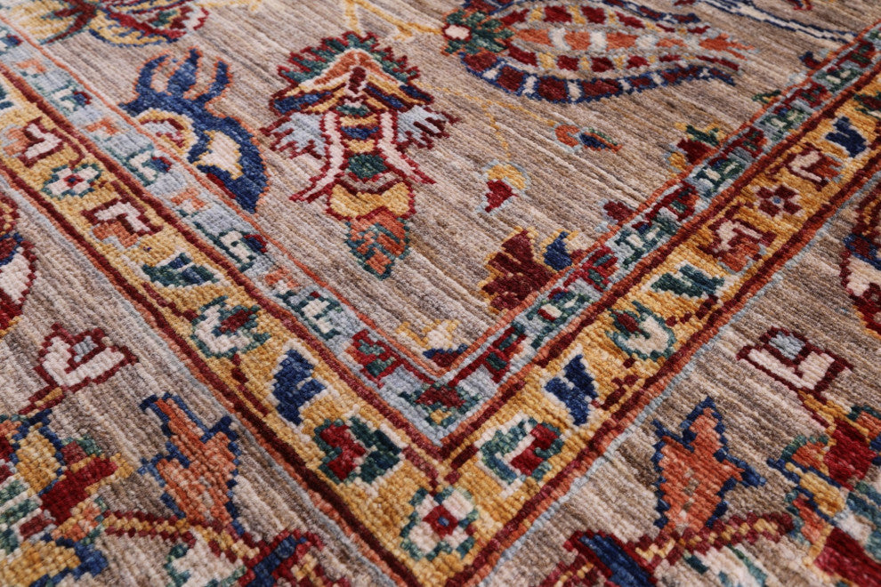 6' 10" X 9' 6" Persian Pomegranate Handmade Rug Q7559