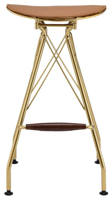 Acme Dragea Bar Stool Set of 2 Whiskey PU and Gold