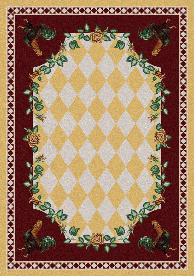 High Country Rooster Rug, Yellow, 8'x11', Rectangle