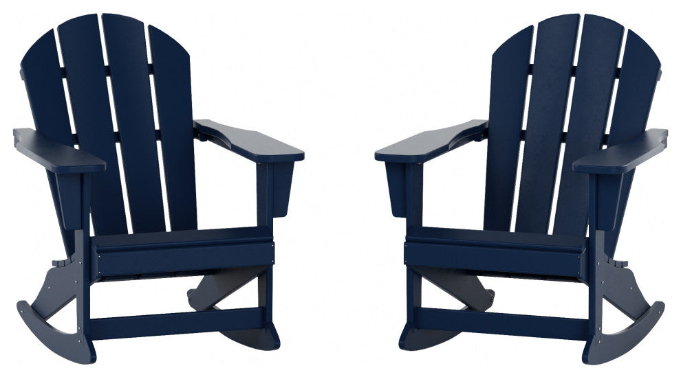 WestinTrends 2PC Outdoor Patio Porch Rocker Classic Adirondack Rocking Chair Set, Navy Blue