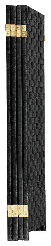 3 ft. Short Woven Fiber Room Divider 4 Panel Black