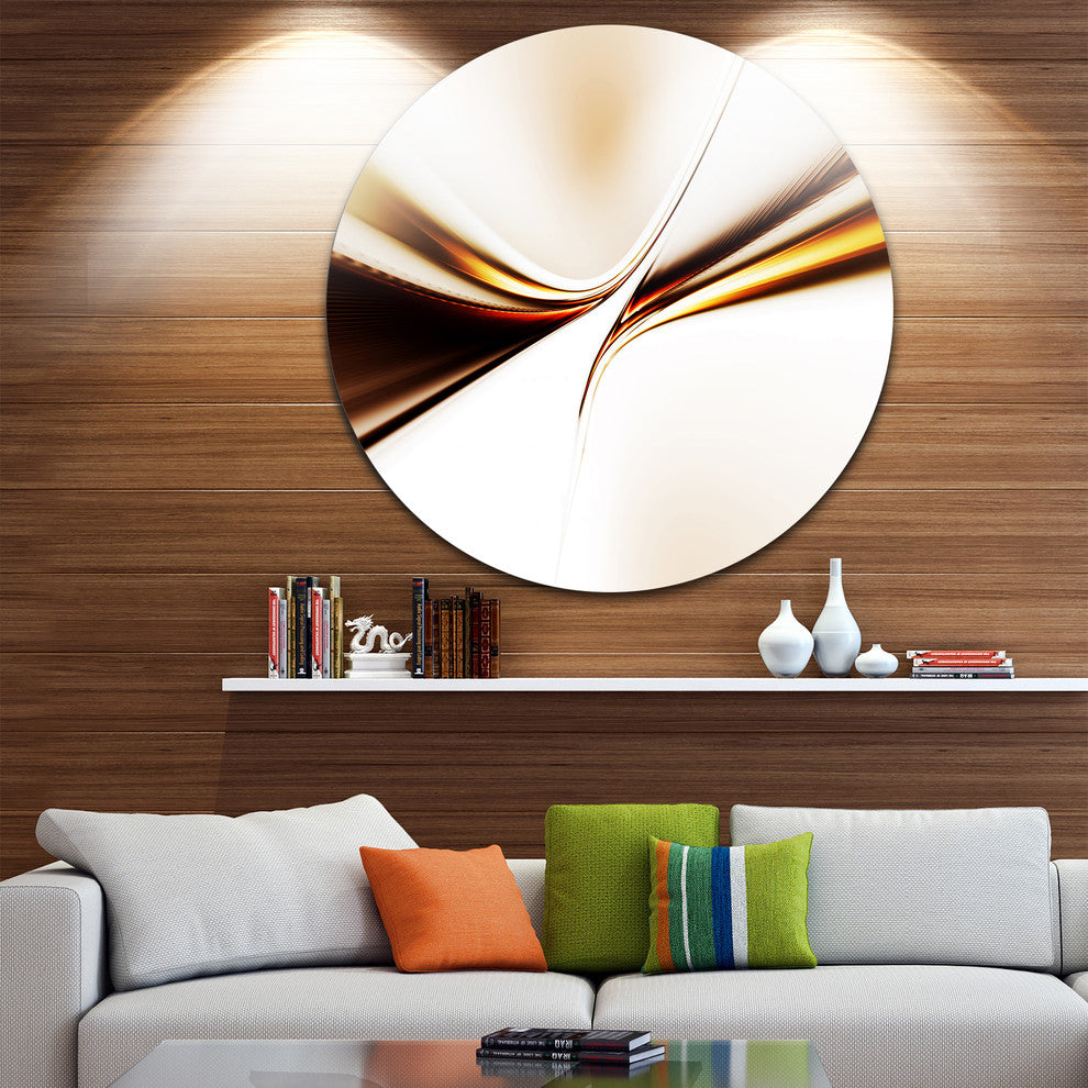 Dynamic Golden Waves, Abstract Digital Art Round Metal Wall Art, 23"