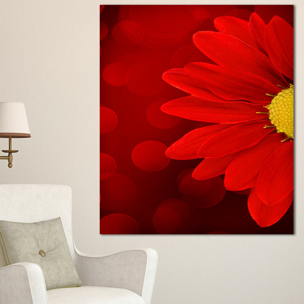 Red Flower with Lit up Background, Large Floral Canvas Artwork, 30"x40"