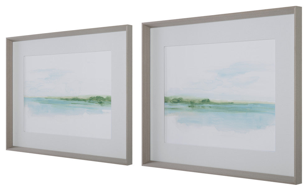Uttermost - 32269 - Framed Prints Set/2 - Green Ribbon Coast - Gray Wood