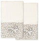 Linum Home Turkish Cotton April 2-Piece Embellished Hand Towel Set, Cream