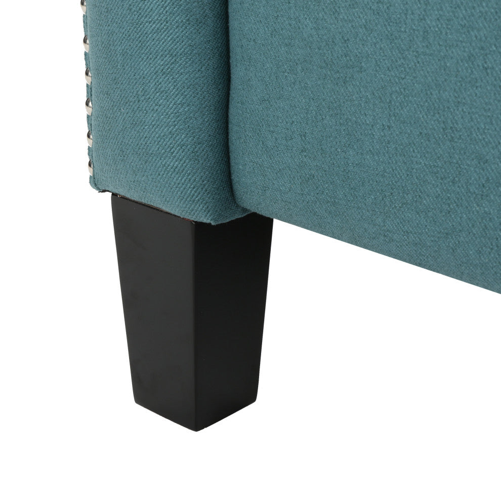 GDF Studio Carlyle Tufted Back Fabric Recliner Armchair, Dark Teal