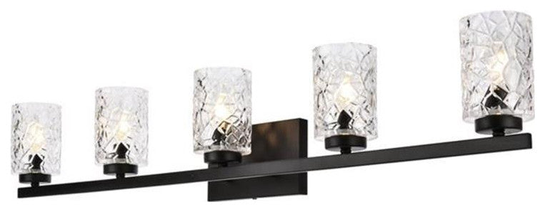 Maklaine Modern 5-Light Metal Bath Sconce in Black and Clear Finish
