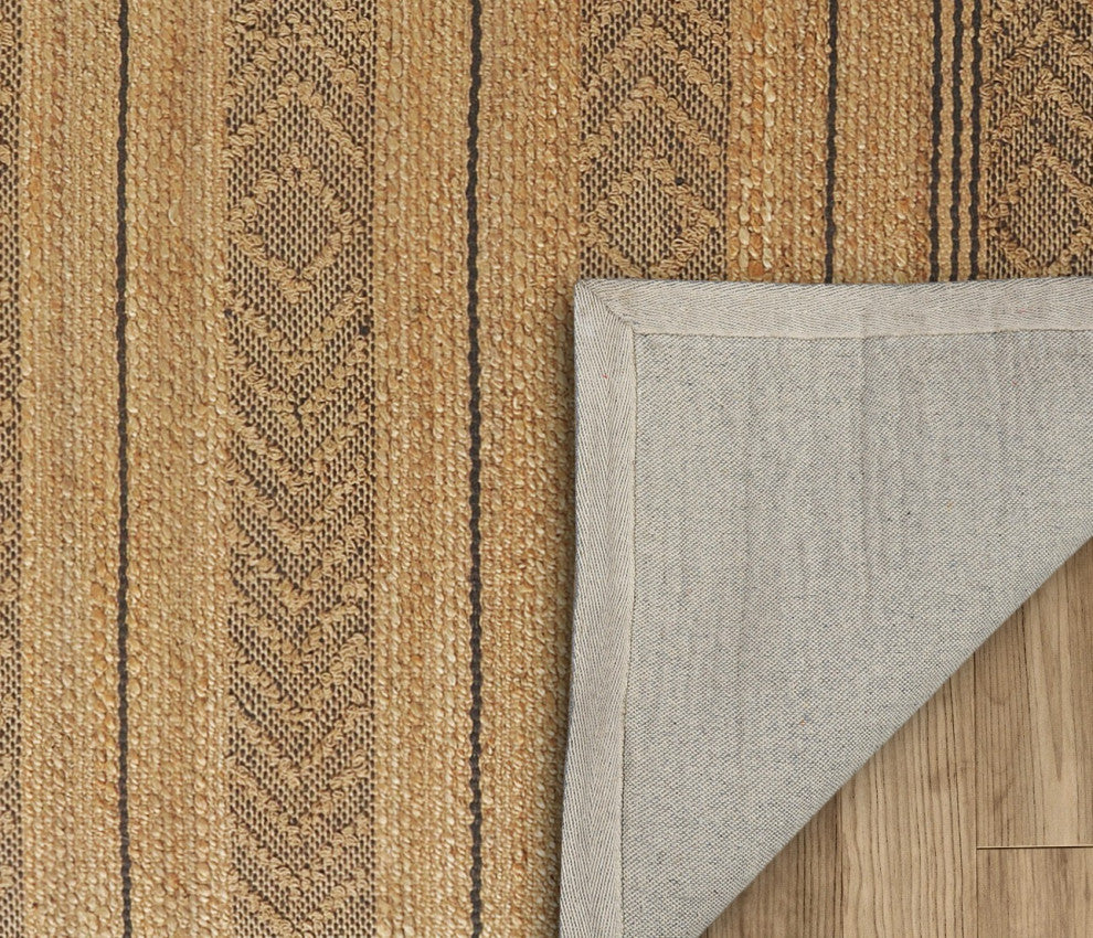8??x 10??Tan and Gray Bohemian Striped Area Rug