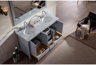 Ariel Cambridge 61" Gray Modern Double Oval Sink Vanity, No Mirror
