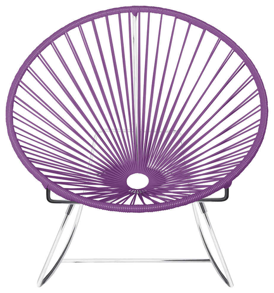 Innit Indoor/Outdoor Handmade Rocker, Orchid Weave, Chrome Frame