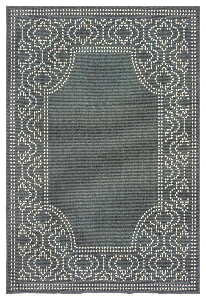 Oriental Weavers Marina Grey/ Ivory Border Indoor/Outdoor Rug 7'10"X10'10"