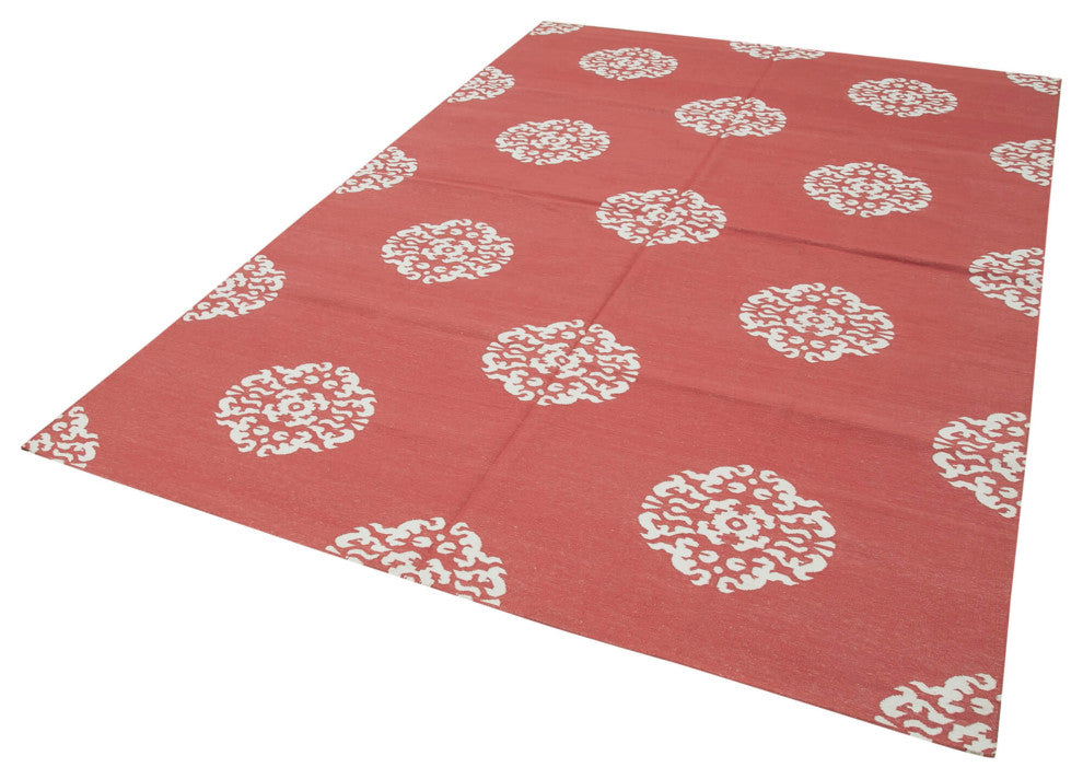Rug N Carpet - Handmade Wool 6' 1'' x 8' 11'' Geometric Dhurrie Kilim Rug