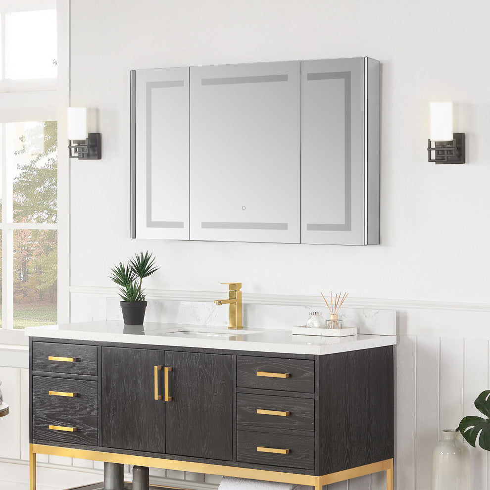 Bojano Frameless Surface-Mount/Recessed LED Lighted Medicine Cabinet, 48"