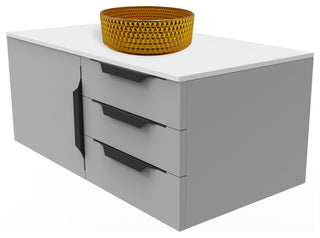 Wildsee Floating Vanity Set With Tempered Clear Glass Sink, Gold, 36", Gray