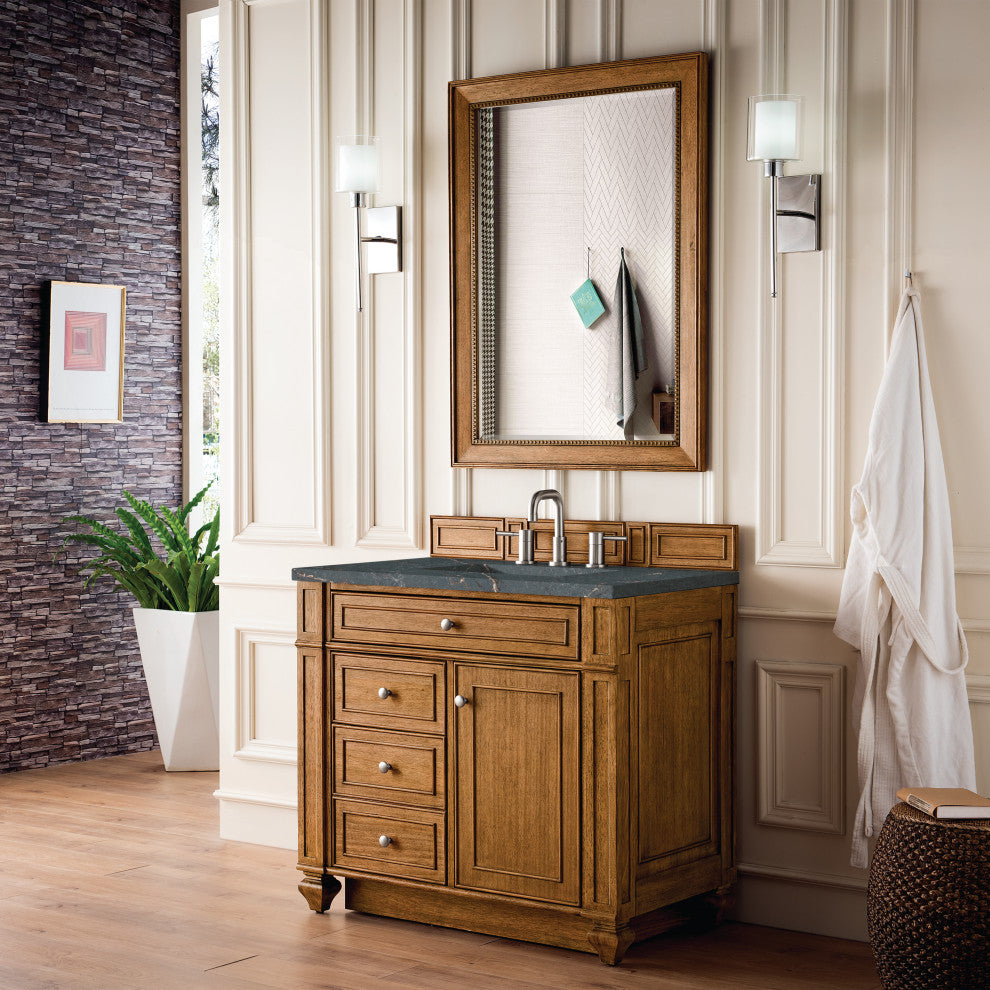 Bristol 36" Single Vanity, Saddle Brown, Parisien Bleu Quartz
