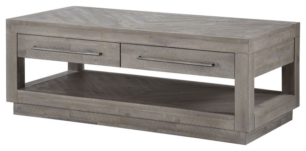 Modus Alexandra 3 Piece Rectangular Coffee and 2 End Tables, Rustic Latte