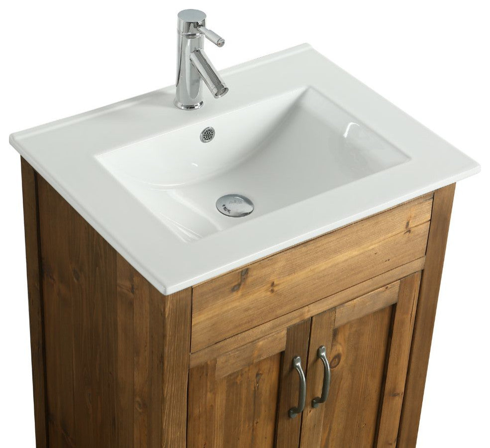 Design Element Bryson 24" Reclaimed Wood Single Sink Bathroom Vanity In Walnut
