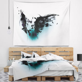 Black Wings Abstract Wall Tapestry, 60"x50"
