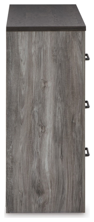 59" Wide Dresser With 6 Drawers, Metal Bar Handles, Distressed Gray