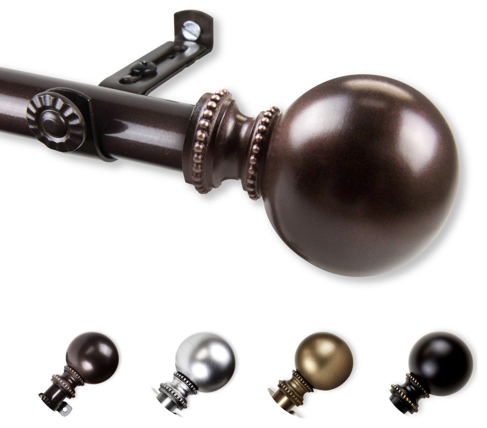 Julian 13/16" Diameter Curtain Rod, Cocoa, 18-28"