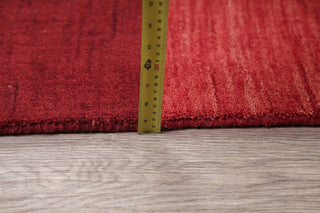 Gabbeh Striped Pattern Hand-Knotted Indian Oriental Rug, Red, 9'11"X8'2"