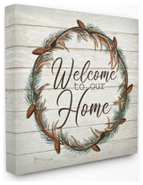 Welcome Home Wreath Words On Wood Te"xture Design, 17"x17"