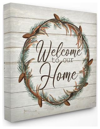 Welcome Home Wreath Words On Wood Te"xture Design, 17"x17"