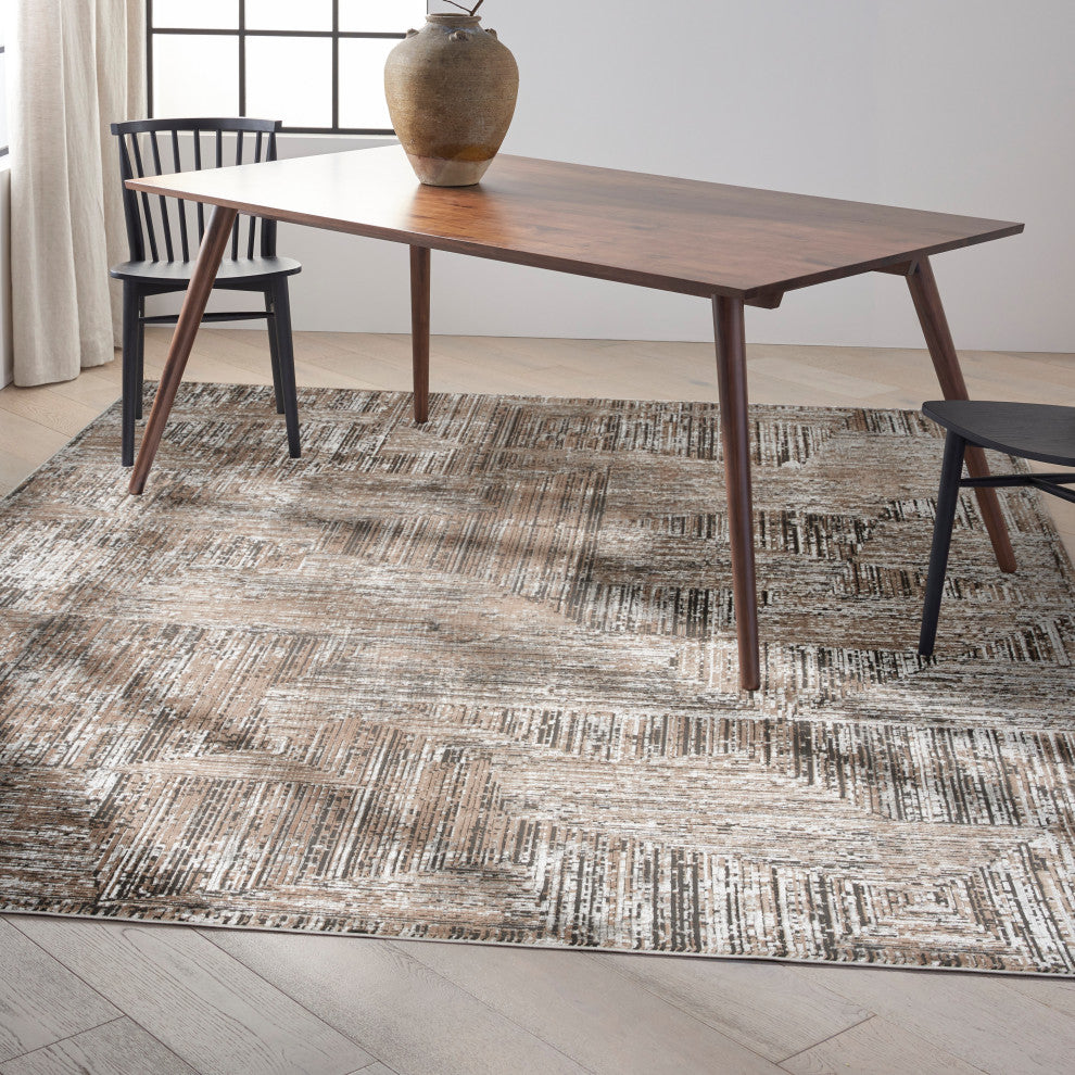 Calvin Klein CK024 Irradiant 9' x 12' Black Ivory Modern Indoor Area Rug