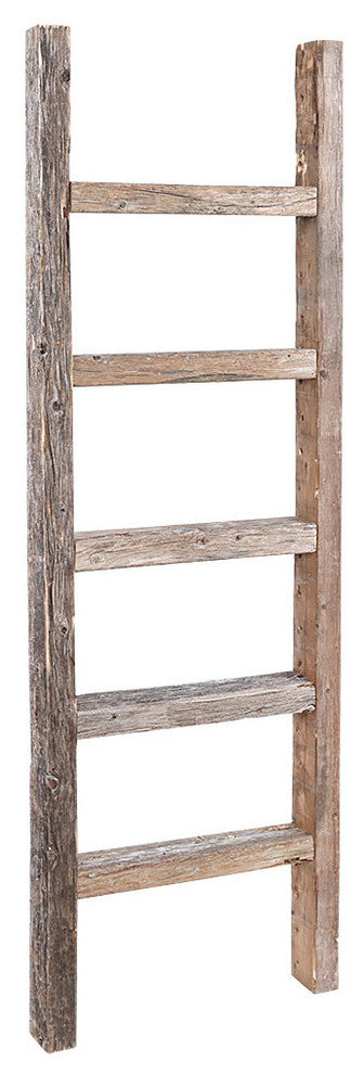 Asher Decorative Reclaimed Barn Wood Ladder, 4'