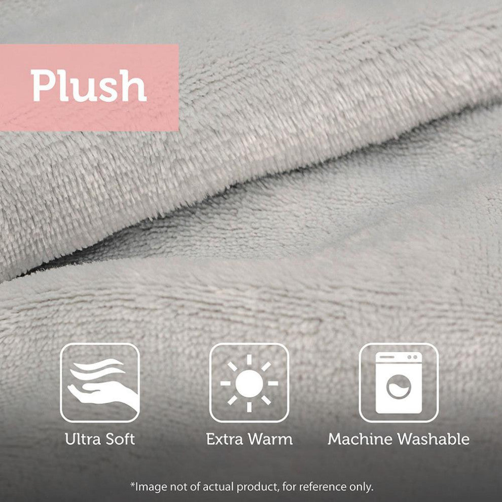 Metallic Printed Plush Comforter Set with Throw Pillow