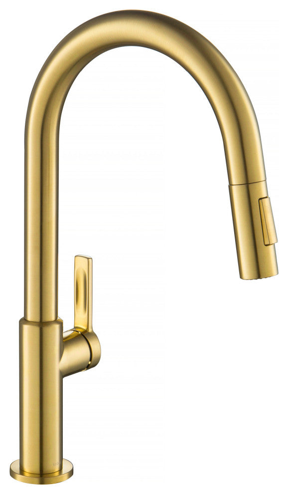 Oletto Pull-Down 1-Hole Kitchen Faucet, Brushed Brass, Model Kpf-2820bb