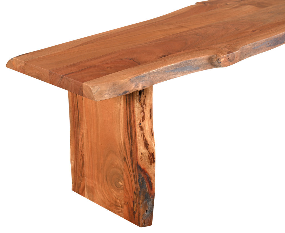 Stafford Live Edge Dining Bench, Chestnut Brown, Seats 4