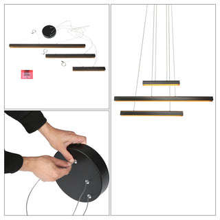 LNC 3-Tier LED Bar, 40.5" Black Modern Linear Kitchen Island Light