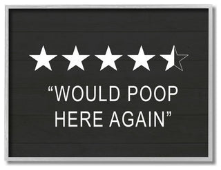 Five Star Funny Word Bathroom Black And White Design, 11"x14"
