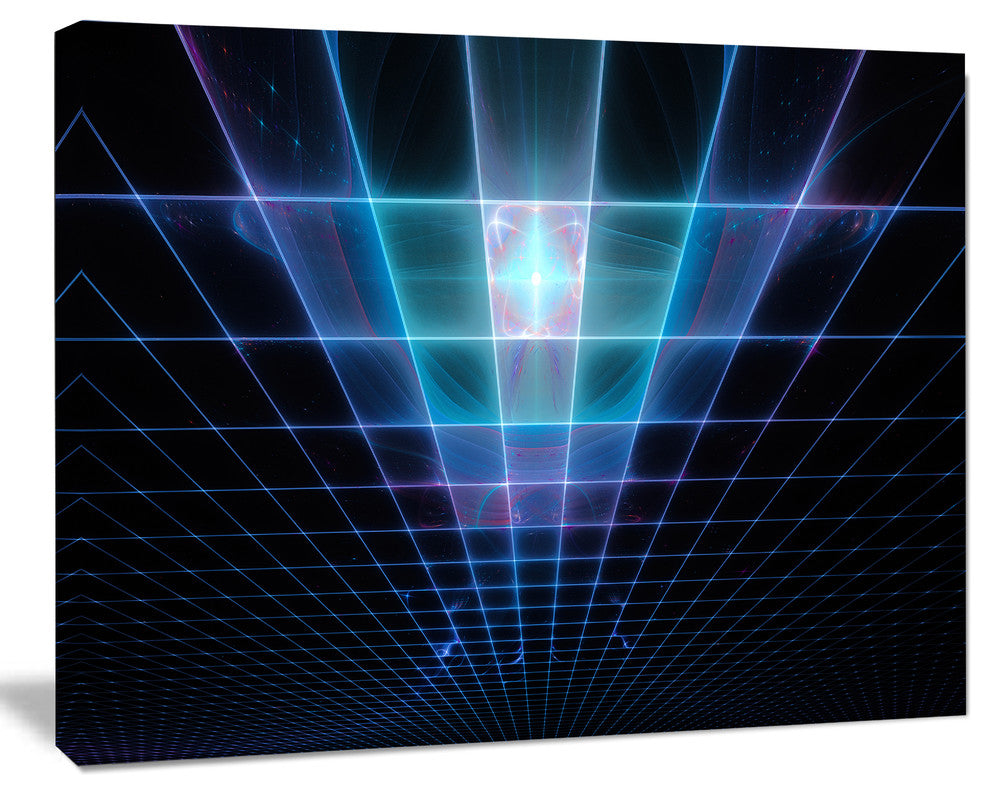 Blue Laser Protective Grids, Oversized Abstract Canvas Art Print, 60x40