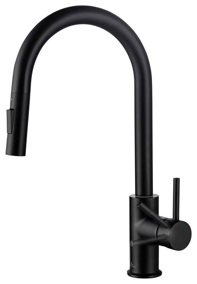 Brass Single Handle Pull Out Kitchen Faucet, Matte Black