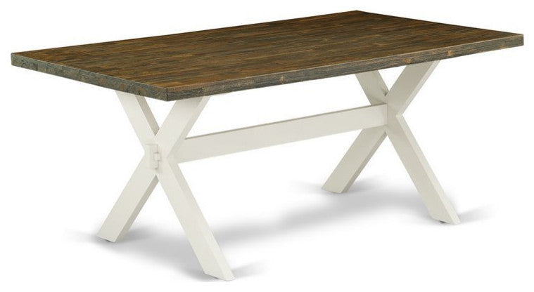 6-Piece and Set, 4 Chairs, Top and Wooden Cross Legs Table and Wood Bench