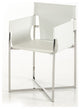 34" White Eco Leather And Stainless Steel Dining Chair