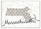 Stupell Industries Massachusetts Patterned Grey US State Design, 10 x 15
