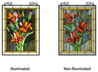 Orange Lily Floral Tiffany-Style Vertical Panel 24" Tall